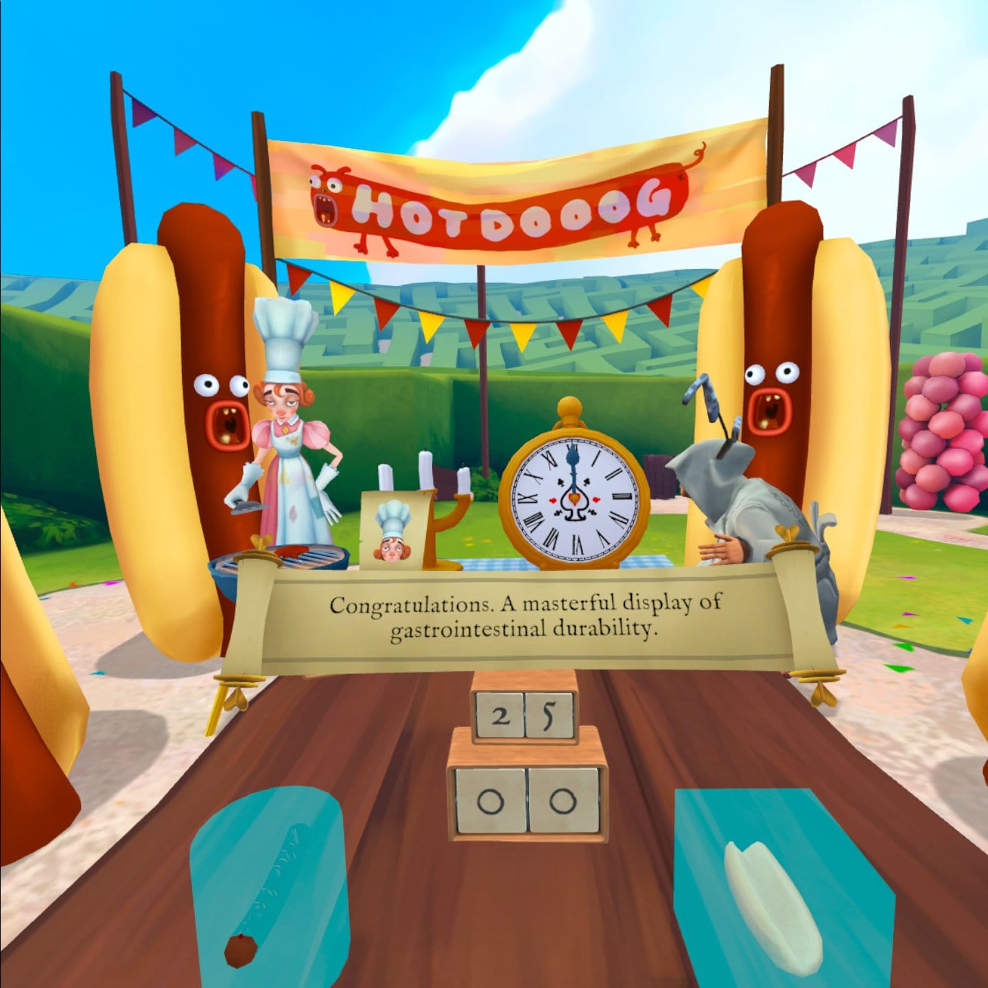 Escaping Wonderland screenshot shows a hot dog eating contest